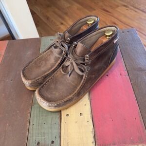 Clarks Wallabee Boots Mens 9.5 Beeswax Brown Leather Moccasin Ankle 26063364